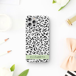 Luipaardprint, Vlekken, Zwart En Wit, Uw Naam iPhone 16 Hoesje