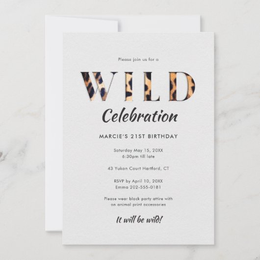 Luipaardprint Wilde Feestviering Kaart (Voorkant)