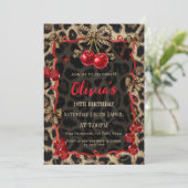 Luipaardprint Wilde Kers Glam Verjaardag Kaart (Staand voorkant)