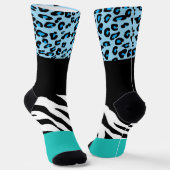 Luipaardprint, zebraprint, dierenprint, blauw sokken (Gebogen)