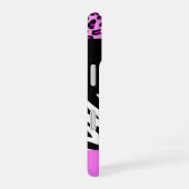Luipaardprint, zebraprint, roze, uw naam iPhone 16 hoesje (Rechterkant)