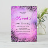 Luipaardprint Zoete 16 Roze Glitters Kaart (Staand voorkant)
