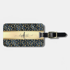 Luipaardprint Zwart Brons Monogram Bagagelabel