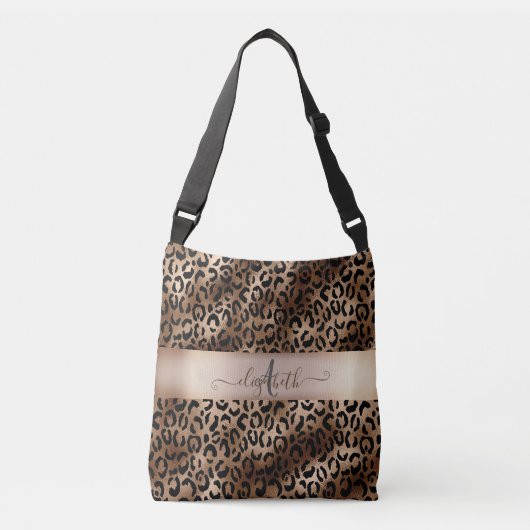 Luipaardprint Zwart Brons Monogram Crossbody Tas (Voorkant)