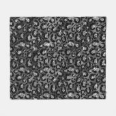 Luipaardprint Zwart en Zilver Grijs Fleece Deken (Voorkant (Horizontaal))