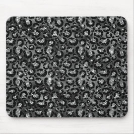 Luipaardprint Zwart en Zilver Grijs Muismat