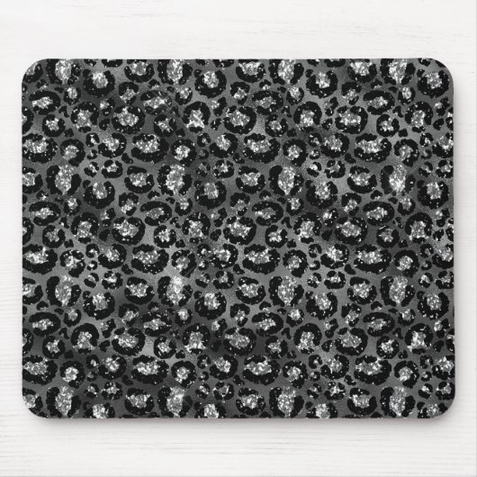 Luipaardprint Zwart en Zilver Grijs Muismat (Voorkant)