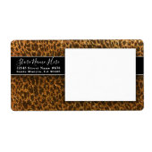 Luipaardprint Zwart Goud Glitter Etiket (Voorkant)