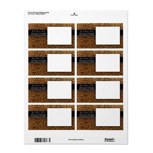 Luipaardprint Zwart Goud Glitters Dierprint Etiket (Full Sheet)