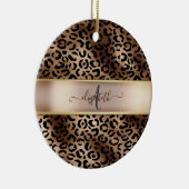 Luipaardprint Zwarte Brons Monogram Keramisch Ornament (Rechts)