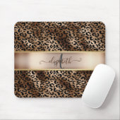 Luipaardprint Zwarte Brons Monogram Muismat (Met muis)
