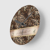 Luipaardprint Zwarte Brons Monogram Ronde Klok (Hoek)