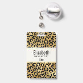 Luipaardprintpatroon in goud en zwart badge (Achterkant met uittrekbare clip)