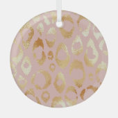 Luipaardschil, roos gouden textuur glas ornament (Voorkant)