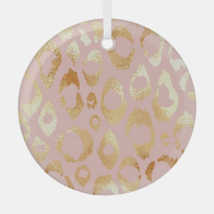 Luipaardschil, roos gouden textuur glas ornament