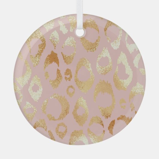 Luipaardschil, roos gouden textuur glas ornament (Voorkant)