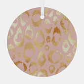 Luipaardschil, roos gouden textuur glas ornament (Achterkant)