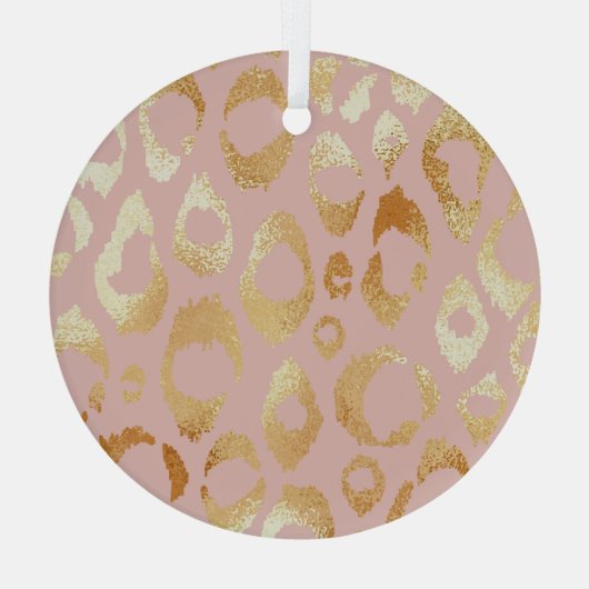 Luipaardschil, roos gouden textuur glas ornament (Achterkant)
