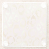 Luipaardschil, roos gouden textuur glazen onderzetter (Achterkant)