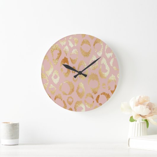 Luipaardschil, roos gouden textuur grote klok (Huis)