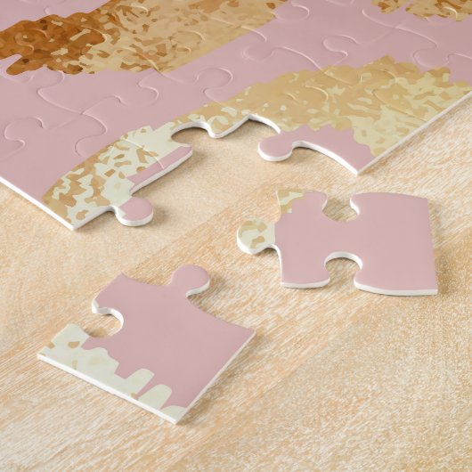 Luipaardschil, roos gouden textuur legpuzzel (Zijkant)