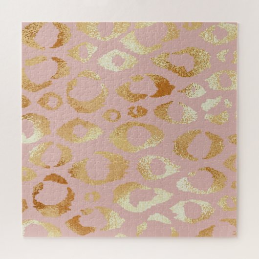 Luipaardschil, roos gouden textuur legpuzzel (Horizontaal)