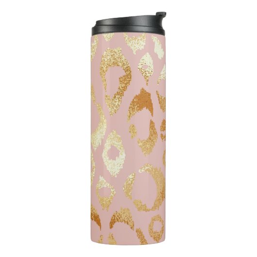 Luipaardschil, roos gouden textuur thermosbeker (Gedraaid links)