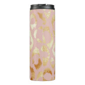 Luipaardschil, roos gouden textuur thermosbeker (Achterkant)