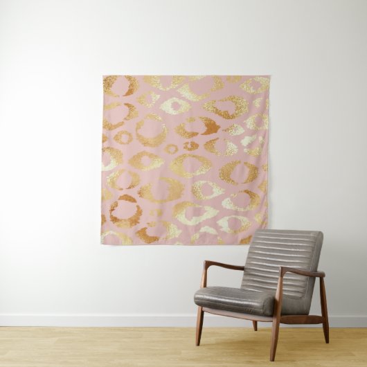 Luipaardschil, roos gouden textuur wandkleed (In Situ (horizontaal))