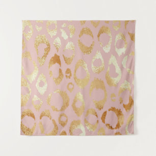 Luipaardschil, roos gouden textuur wandkleed