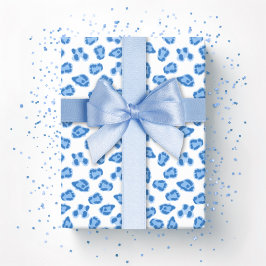 Luipaardstip in Blauwe Porselein Cadeaupapier