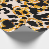Luipaardtextuur met gouden barokpatroon cadeaupapier (Hoek)