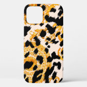 Luipaardtextuur met gouden barokpatroon Case-Mate iPhone case (Achterkant)