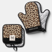 Luipaardvacht patroon ovenwant & pannenlap set (Voorkant / Achterkant)