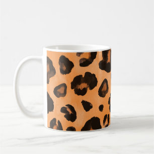 Luipaardvacht, waterverf, naadloze textuur. koffiemok