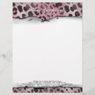Luipaardvel in roze Roos Gepersonaliseerd Briefhoofd