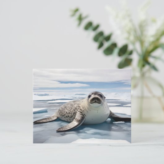 Luipaardverzegeling op ijs briefkaart (Staand voorkant)