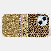Luipaardvlek Goud Glitter Rijnsteen Case-Mate iPhone Case (Achterkant (horizontaal))