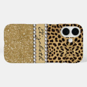 Luipaardvlek Goud Glitter Rijnsteen Case-Mate iPhone Case (Achterkant (horizontaal))