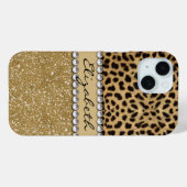 Luipaardvlek Goud Glitter Rijnsteen Case-Mate iPhone Case (Achterkant (horizontaal))