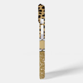 Luipaardvlek Goud Glitter Rijnsteen Case-Mate iPhone Case (Achterkant / Links)