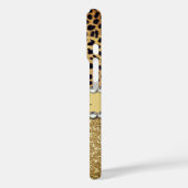 Luipaardvlek Goud Glitter Rijnsteen Personaliseer Case-Mate iPhone Case (Achterkant / Links)