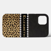 Luipaardvlek Rhinestone Diamanten Monogram Case-Mate iPhone Case (Achterkant (horizontaal))