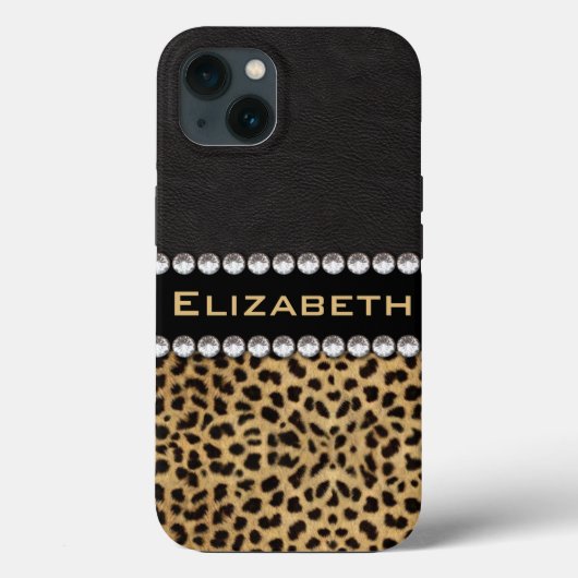 Luipaardvlek Rhinestone Diamanten Monogram Case-Mate iPhone Case (Achterkant)