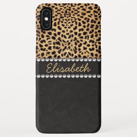 Luipaardvlek Rhinestone Diamanten Personaliseer Case-Mate iPhone Case (Achterkant)