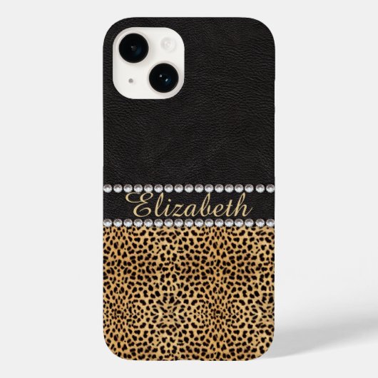Luipaardvlek Rijnsteendiamanten Monogram Case-Mate iPhone Case (Achterkant)