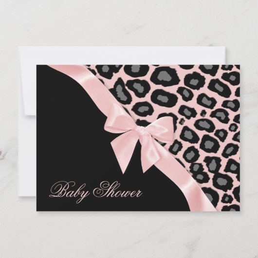Luipaardvlekken en roze lint Baby shower Kaart (Achterkant)