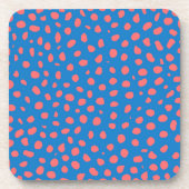 Luipaardvlekken Koraalblauw Bier Onderzetter (Voorkant)