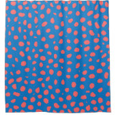 Luipaardvlekken Koraalblauw Douchegordijn (Voorkant)
