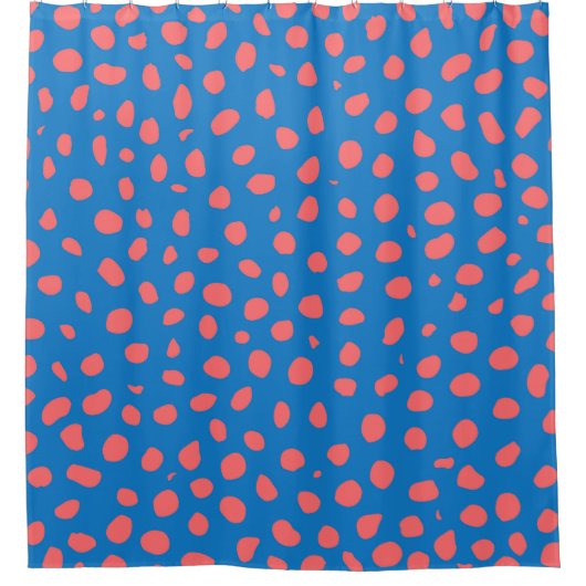 Luipaardvlekken Koraalblauw Douchegordijn (Voorkant)